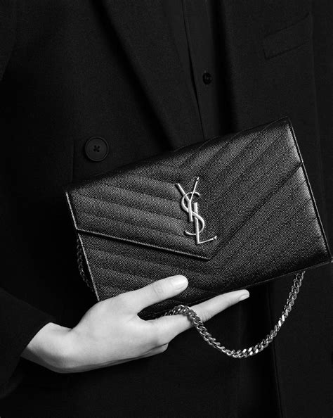 ysl monogram chain wallet white|ysl wallet on chain sale.